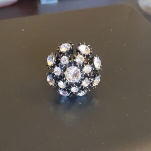 Chico's Black & Clear Cut Crystal Ring Size 8